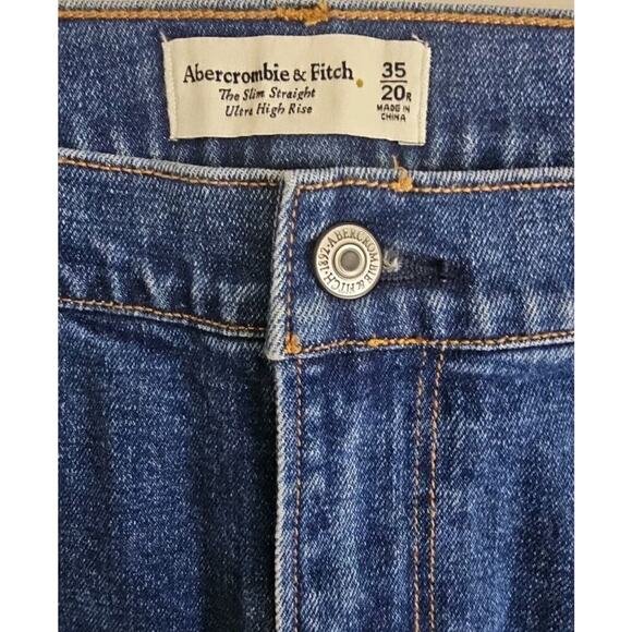 Abercrombie & Fitch~Woman 35/20R~ Blue Denim Ultra High Rise Jeans Slim Straight - Picture 13 of 15